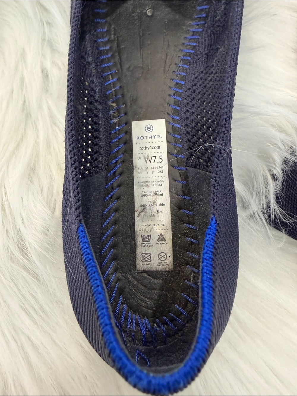 Rothy's Women's Pointed Knit Flats in Navy Blue - Picture 4 of 5